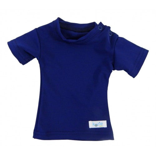 Kozie Clothes Baby Plain And Simple Sensory Compression Short Sleeve Shirt|Plain And Simple Sensory Compression Short Sleeve Shirt in Gray|Plain And Simple Sensory Compression Short Sleeve Shirt in Navy|Plain And Simple Sensory Compression Short Sleeve Shirt in Tropical Blue|Plain And Simple Sensory Compression Short Sleeve Shirt in White|Baby wearing Plain And Simple Sensory Compression Short Sleeve Shirt