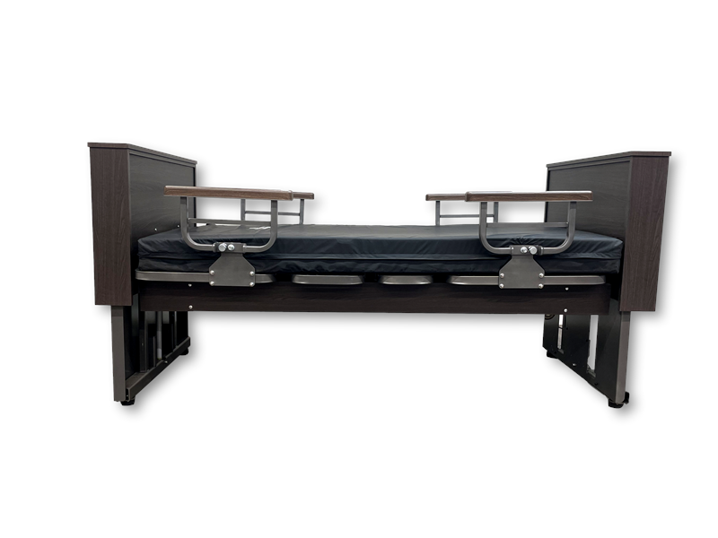 SelectCare with Mattress|SelectCare Width Adjustable|SelectCare Chair Position|4 Bed Rails Shown with Hand Pendant|Casters on SelectCare|Woodgrain Rails for SelectCare|High Height in Chair Position|Rails Flipped Down on SelectCare|SelectCare in Low Position|SelectCare with Single Set of Rails|SelectCare head and footboard stain options|Optional Bracket to hold a power mattress control box