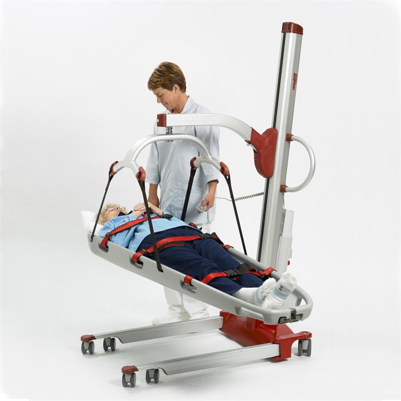 Molift Partner 255 Mobile Lift with patient lifting from sitting position|Molift Partner 255 Patient Lift N13000 With Free Shipping!|Medium four point spreader bar|Molift Partner 255 Mobile Lift with stretcher lifting from floor|8 point spreader bar lifts stretcher and fabric stretcher|Optional fabric stretcher only to be used with 8 point spreader|Optional stretcher only to be used with 8 point spreader|Weight scale arm excludes sling bar|FREE Molift EvoSling Medium Back Padded Sling with purchase of lift