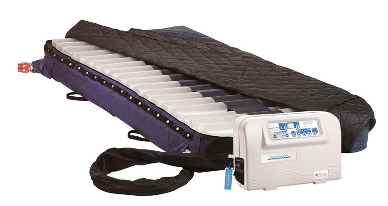 Blue Chip Supreme Air Mattress System - Model 9600 with low air loss and alternating pressure.|Power Supreme Air with control box|Power Supreme Air expandable side|Hose connectors|Power Supreme Air blower pump with cycle time of 10 minutes