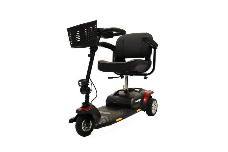Roaster 3-Wheel From Merits Side View|||Roadster Dissembled|Optional Cane Holder|Optional Foldable Rear Basket|Optional Walker Holder|Optional Canopy without foldable basket|Optional Scooter Cover