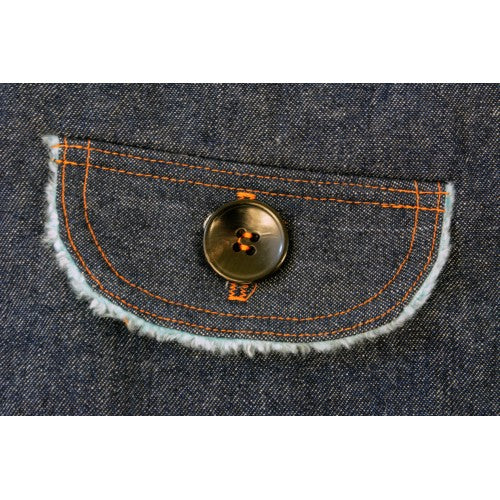 Child wearing the Kozie Clothes Signature Denim Weighted Vest|Back view of the Kozie Clothes Signature Denim Weighted Vest|Pockets allow users to add or subtract weight from vest at will|Vest is easy to zip with tassle zipper|Inside is made from durable cotton with 5 pockets to insert weights|Add and subtract weights as needed|Stylish gold stitching|Additional weights can be purchased