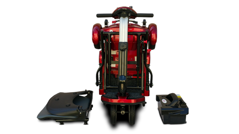Folded Transport Plus with seat and battery removed, base is only 46 pounds
