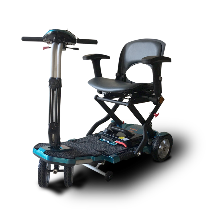 Blue Transport Plus Folding Scooter with optional arm rests