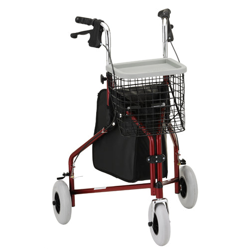 Nova Traveler 3-Wheel Rolling Walker in Red