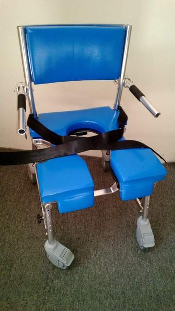 Go-Anywhere Commode N Shower Chair|Go-Anywhere Commode N Shower Chair|Optional foam armrest|Optional 4 in. armrest extenders|Optional Arm Troughs Pair|Optional Calf Strap|Optional - carry case, front and back view with retractable handles|Optional angle adjustable footrest|No Tools needed to assemble or disassemble|Optional 2-way adjustable headrest|Optional Filler cushion for side cut-outs|Optional Slide out commode and pan|Optional Waist Positioning Belt
