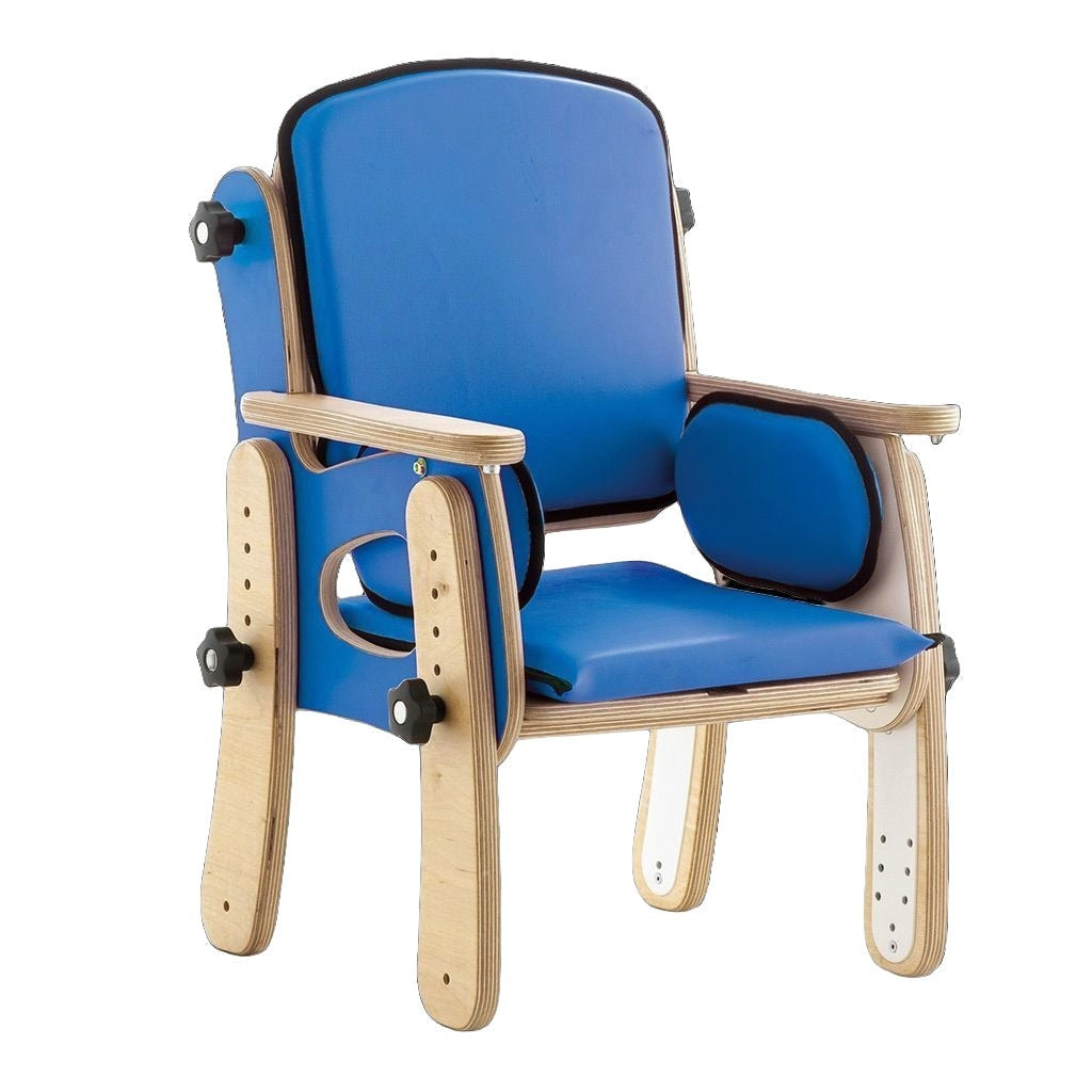 Blue Leckey Pal Classroom Chair with included pelvic strap