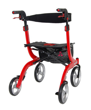 Nitro Aluminum Rollator by Drive Medical in black|Nitro Aluminum Rollator by Drive Medical in white|Nitro Aluminum Rollator by Drive Medical in red|Nitro Aluminum Rollator by Drive Medical in red folded for storage|Nitro Aluminum Rollator by Drive Medical in red back view