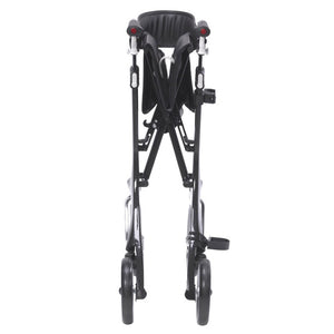 Nitro Elite Carbon Fiber Rollator by Drive Medical|Nitro Elite Carbon Fiber Rollator by Drive Medical with user|Closeup on Carbon Fiber on the Nitro Elite Rollator|Ample storage in the Nitro Elite Carbon Fiber Rollator|Easy to access hand brakes|Large, sleek wheels make the rollator look more modern|Nitro Elite Carbon Fiber Rollator by Drive Medical folds easily