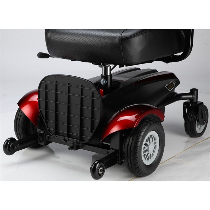 Vision CF Power Wheelchair by Merits|Can be disassembled for transport|Flip up foot platform  and anti-tipper front casters|Easy to use fixed in place joystick and speed control