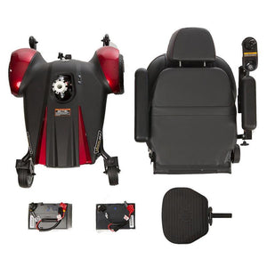Vision CF Power Wheelchair by Merits|Can be disassembled for transport|Flip up foot platform  and anti-tipper front casters|Easy to use fixed in place joystick and speed control