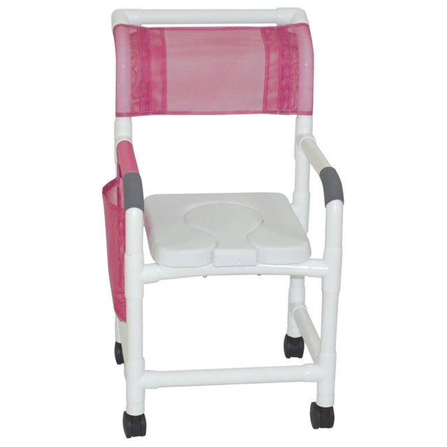 White seat with cover inserted and mauve backrest