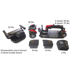 Buzzaround LX can easily be disassembled for transport