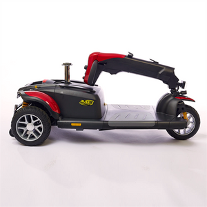 Tiller can lie flat on base for transport