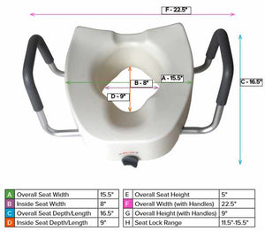 Raised Toilet Seat By Drive Medical 12013|Raised toilet seat full dimensions