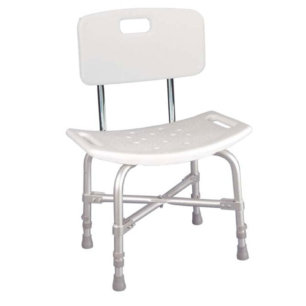 Bariatric Heavy Duty Bath Bench with Back By Drive Medical|Back of seat shows height adjustment and aluminum frame
