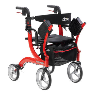 Nitro Duet Rollator and Transport Chair by Drive Medical|Nitro Duet Rollator and Transport Chair with footrests flipped up|Nitro Duet Rollator and Transport Chair folded for storage