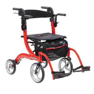 Nitro Duet Rollator and Transport Chair by Drive Medical|Nitro Duet Rollator and Transport Chair with footrests flipped up|Nitro Duet Rollator and Transport Chair folded for storage