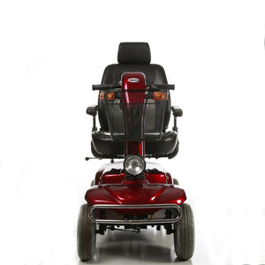 Merits Pioneer 10 4-Wheel Scooter in Red|Merits Pioneer 10 4-Wheel Scooter in Red|Merits Pioneer 10 4-Wheel Scooter in Red|Back of Merits Pioneer 10 4-Wheel Scooter in Red|Optional Weather Cover|Optional Canopy without foldable basket|Optional Oxygen Tank Holder|Optional Walker Holder|Optional Cane Holder|Optional Foldable Rear Basket|Optional Foldable Rear Basket