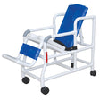 MJM Tilt N Space Pediatric Reclining Shower Chair|Seat comes standard with an open front, elongated soft seat|Optional commode pan holds 10-quarts and is perfect for toileting|Back and leg support available in several colors and fabrics