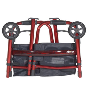 Deluxe Folding Walker with 5" Wheels by Drive Medical|Deluxe Folding Walker with 5" Wheels folds flat|Deluxe Folding Walker with 5" Wheels can fit in storage bag