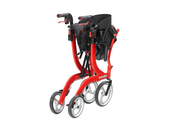 Nitro Duet Rollator and Transport Chair by Drive Medical|Nitro Duet Rollator and Transport Chair with footrests flipped up|Nitro Duet Rollator and Transport Chair folded for storage