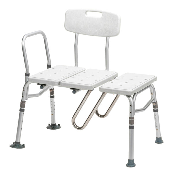 Splash Defense Transfer Bench by Drive Medical|Back view of the Splash Defense Transfer Bench by Drive Medical|Bottom view of the Splash Defense Transfer Bench by Drive Medical|Splash Defense Transfer Bench by Drive Medical is reversible