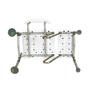 Splash Defense Transfer Bench by Drive Medical|Back view of the Splash Defense Transfer Bench by Drive Medical|Bottom view of the Splash Defense Transfer Bench by Drive Medical|Splash Defense Transfer Bench by Drive Medical is reversible