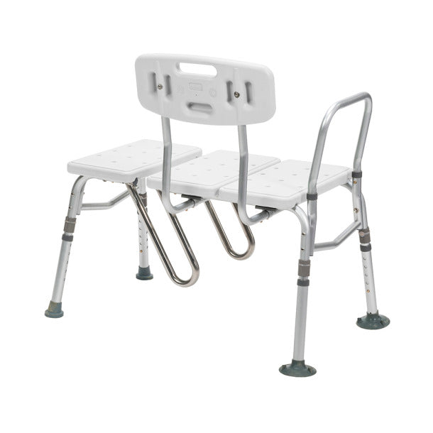 Splash Defense Transfer Bench by Drive Medical|Back view of the Splash Defense Transfer Bench by Drive Medical|Bottom view of the Splash Defense Transfer Bench by Drive Medical|Splash Defense Transfer Bench by Drive Medical is reversible