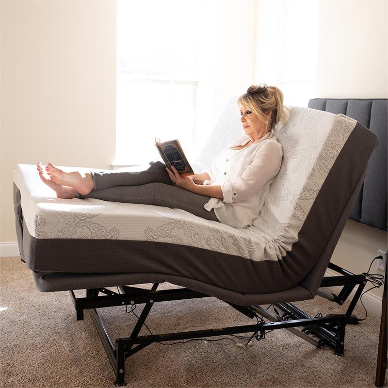 User with head and knee raised in home