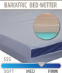 Bariatric Waterproof/incontinence Mattress|Deconstructed Bariatric mattress layers|Bariatric Waterproof/incontinence Mattress comes in twin, full, and queen sizes|Water resistant and odor resistant 8 inch mattress|CertiPUR-US certified flexible polyurethane foam
