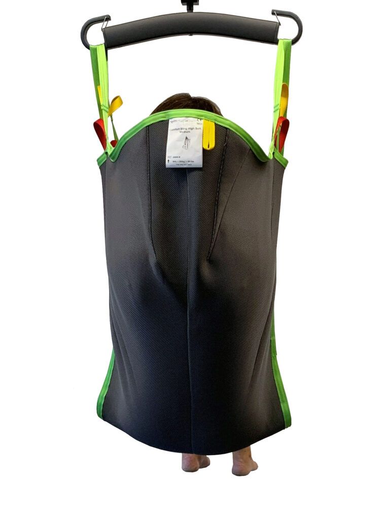 Comfort Sling with Soft Air Mesh by Human Care - Front|Comfort Sling with Soft Air Mesh by Human Care - Side|Comfort Sling with Soft Air Mesh by Human Care - Back|Human Care Sling Sizing Guide
