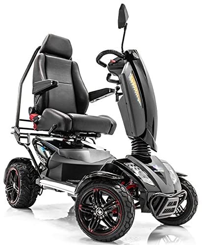 EV Rider Vita Monster Scooter |EV Rider Vita Monster Scooter|EV Rider Vita Monster Scooter adjustable tiller|Vita  Monster all-terrain scooter with comfortable captains' chair supports up to 350 lbs.|Vita Monster with double a-arm front suspension|Blue Sapphire  Vita Monster|EV Rider Vita Monster Scooter|Blue Sapphire  Vita Monster|Optional Electric Horn with 3 sounds|Optional deluxe cup holder|Optional Safety Flag|EV Rider Vita Monster Scooter