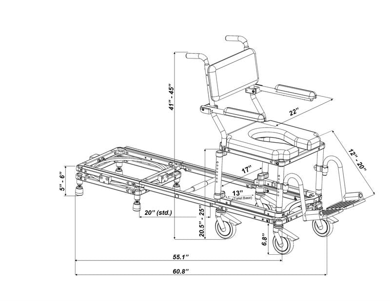 Multichair Tub Slider System by Nuprodx Diagram