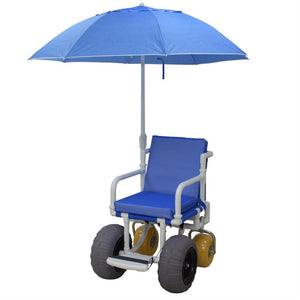 MJM All Terrain Beach Chair with Rear Swivel Wheels |MJM All Terrain Beach Chair with Rear Swivel Wheels - Diagram|MJM All Terrain Beach Chair with Rear Swivel Wheels - Right|MJM All Terrain Beach Chair with Rear Swivel Wheels - Front|Color choices for Beach Wheelchair available in Mesh or Vinyl