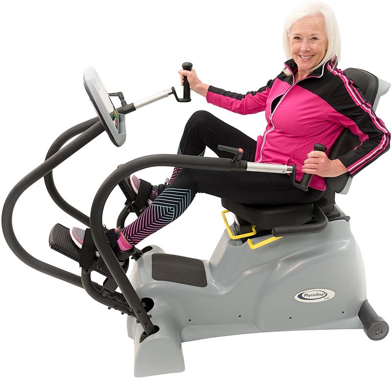 HCI Fitness PhysioStep LXT-700, Recumbent Linear Step Cross Trainer|Commercial grade frame is durable for facility and home use|Foot straps for easy movement|Right and left swivel seat for easy entry|9 inch LCD Display screen to monitor your exercise|Up and down movement to simulate walking