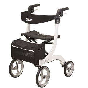 Nitro Aluminum Rollator by Drive Medical in black|Nitro Aluminum Rollator by Drive Medical in white|Nitro Aluminum Rollator by Drive Medical in red|Nitro Aluminum Rollator by Drive Medical in red folded for storage|Nitro Aluminum Rollator by Drive Medical in red back view