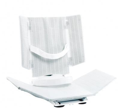 Aquatech RSB Battery operated tub lift with side lateral support in white|Aquatech RSB Tub lift swivel transfer seat|Aquatech RSB Tub lift height adjusters|Aquatech RSB Tub lift head support in blue|Aquatech RSB Tub lift carry bag|Aquatech RSB Tub lift abductor