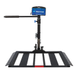 Padded arm and wheel cradles support heavy duty power chairs