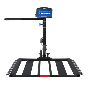 Padded arm and wheel cradles support heavy duty power chairs