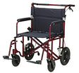 22" Bariatric Transport Chair with 12" Rear "Flat Free" Wheels, rated up to 450lbs, weighs only 33 lbs, adjustable leg support, swing-away footrests, convenient for storage.