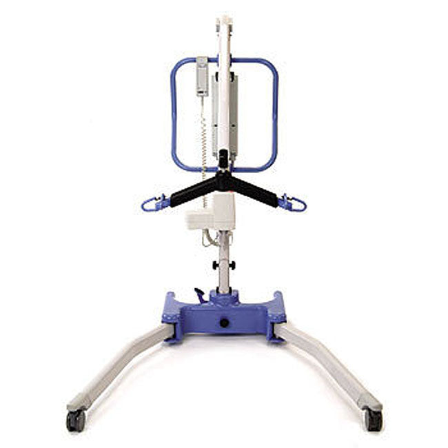 Joerns Hoyer Advance-E Portable Patient Lift|Front view of the Joerns Hoyer foldable portable lift|Advance E Portable Lift Folded|Joerns Hoyer Full Back Padded Polyester Sling|Joerns Hoyer Full Back Net Polyester Sling