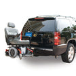 Lift 10" mid-wheel power scooters and lock in place without straps or ties
