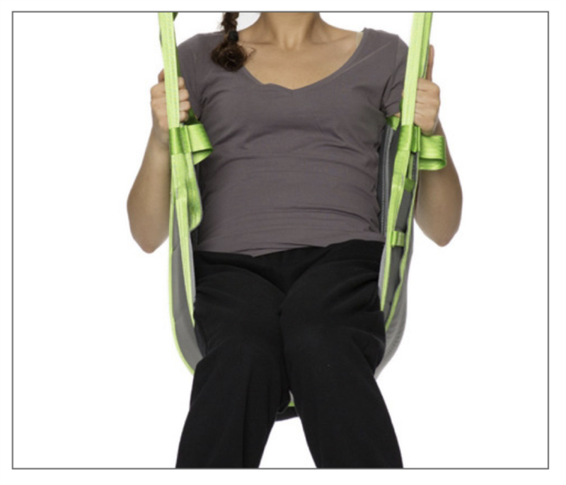 Amputee Sling by Human Care Side View|Amputee Sling by Human Care Front View|Amputee Sling by Human Care Size and color chart