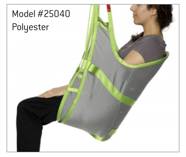 Amputee Sling by Human Care Side View|Amputee Sling by Human Care Front View|Amputee Sling by Human Care Size and color chart