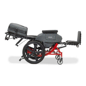 Synthesis Transport Chair Fully reclined with extended footrest