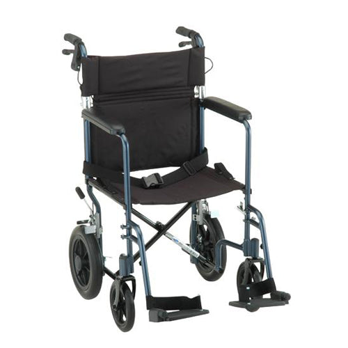 Nova Transport Chair with 12 Rear Wheels in Red|Nova Transport Chair with 12 Rear Wheels in Blue|Nova Transport Chair with 12 Rear Wheels Folded