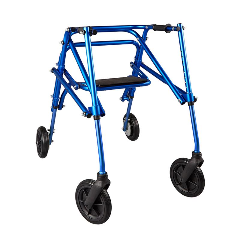 Klip 4-Wheel Walker with 8" Outdoor Wheels in Blue with Seat