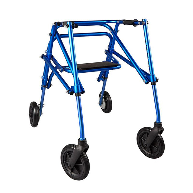 Klip 4-Wheel Walker with 8" Outdoor Wheels in Blue with Seat