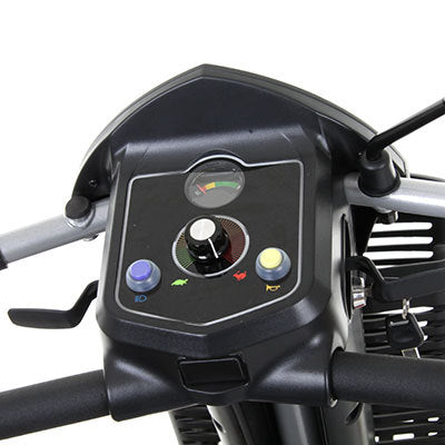 CityRider 4-Wheel Mid Size Scooter in Sunset Orange|CityRider 4-Wheel Mid Size Scooter in Red|CityRider 4-Wheel Mid Size Scooter in Sunset Orange|CityRider 4-Wheel Lighting System|CityRider 4-Wheel Mid Size Scooter in Black|Control Panel on the CityRider 4-Wheel Mid Size Scooter|Wheels grip surfaces and make inclines easy on the CityRider|Crushproof basket attaches to the front of the CityRider for convenience|Optional Electric Horn with 3 sounds|Optional deluxe cup holder|Optional Safety Flag